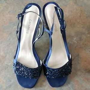 Blue beaded heels